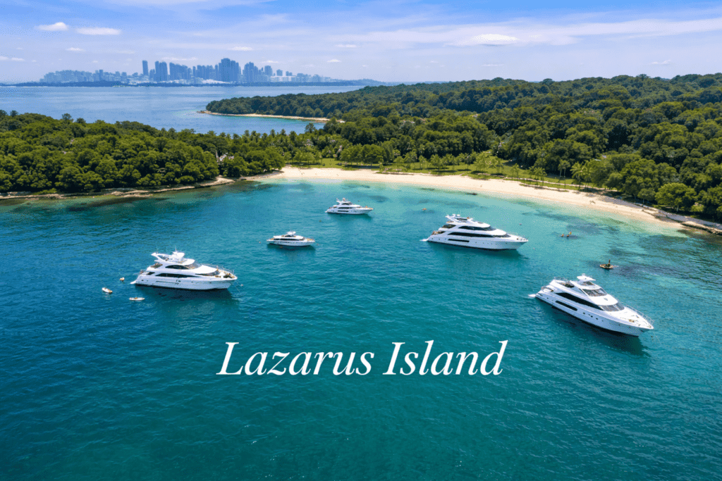 Fleet anchored off Lazarus Island – Avelis Yachts Singapore