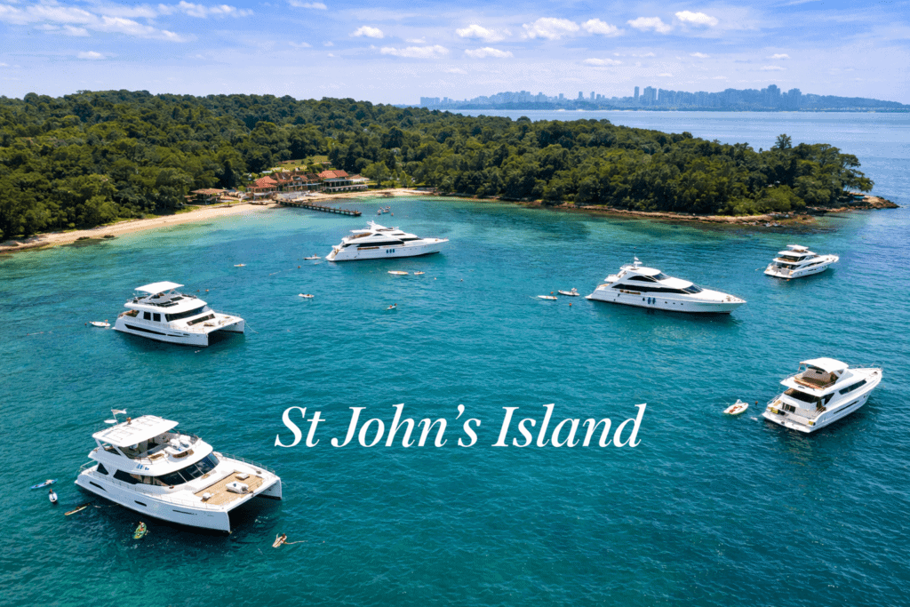 Fleet anchored off St John's Island – Avelis Yachts Singapore